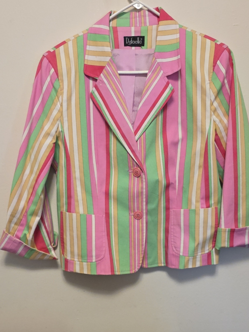 Rafaella Pastel Striped Blazer Jacket - Pink & Green
